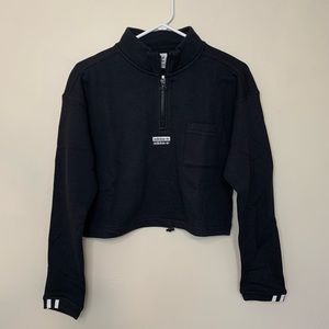 Adidas Black Cropped Sweatshirt Size Medium